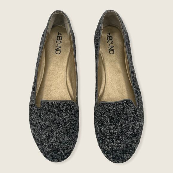 Abound 80% Poly/20% Wool Marled Gray Boucle Fabric Slip On Loafer Flat 8 - Picture 3 of 9